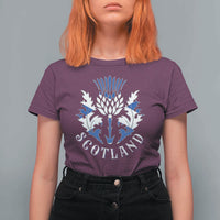 Scotland Thistle Floral Emblem T Shirt For Women Stylized Gothic Heraldry Scottish Heritage Pride