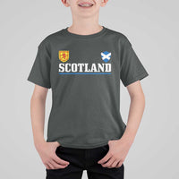 Scotland Dual Crest Lion Rampant Shield Saltire Flag T Shirt For Kid Football Fans Match Day