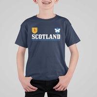 Scotland Dual Crest Lion Rampant Shield Saltire Flag T Shirt For Kid Football Fans Match Day