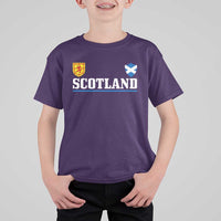 Scotland Dual Crest Lion Rampant Shield Saltire Flag T Shirt For Kid Football Fans Match Day