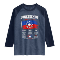 Educational Juneteenth Flag Symbolism Infographic Raglan Shirt Freedom Day June 19 1865 History Meaning