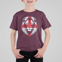 Majestic England Lion Face Graphic T Shirt For Kid Patriotic St. Georges Cross British Pride Heritage