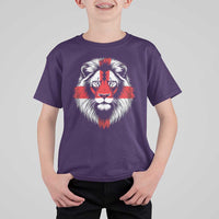 Majestic England Lion Face Graphic T Shirt For Kid Patriotic St. Georges Cross British Pride Heritage