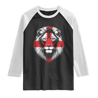 Majestic England Lion Face Graphic Raglan Shirt Patriotic St. Georges Cross British Pride Heritage