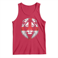 Majestic England Lion Face Graphic Tank Top Patriotic St. Georges Cross British Pride Heritage