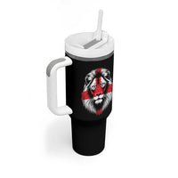 Majestic England Lion Face Graphic Tumbler With Handle Patriotic St. Georges Cross British Pride Heritage