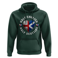 Half English Half Scottish Heritage Hoodie Heart St Georges Cross and Saltire Pride