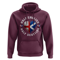 Half English Half Scottish Heritage Hoodie Heart St Georges Cross and Saltire Pride