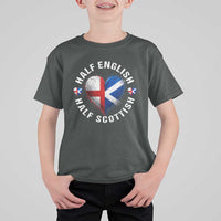 Half English Half Scottish Heritage T Shirt For Kid Heart St Georges Cross and Saltire Pride
