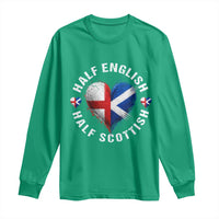 Half English Half Scottish Heritage Long Sleeve Shirt Heart St Georges Cross and Saltire Pride
