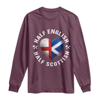 Half English Half Scottish Heritage Long Sleeve Shirt Heart St Georges Cross and Saltire Pride