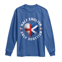 Half English Half Scottish Heritage Long Sleeve Shirt Heart St Georges Cross and Saltire Pride