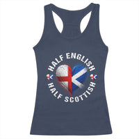 Half English Half Scottish Heritage Racerback Tank Top Heart St Georges Cross and Saltire Pride