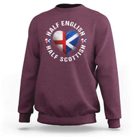 Half English Half Scottish Heritage Sweatshirt Heart St Georges Cross and Saltire Pride