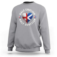 Half English Half Scottish Heritage Sweatshirt Heart St Georges Cross and Saltire Pride