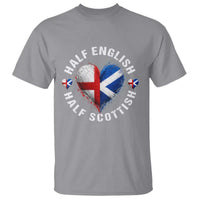 Half English Half Scottish Heritage T Shirt Heart St Georges Cross and Saltire Pride