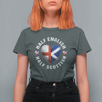 Half English Half Scottish Heritage T Shirt For Women Heart St Georges Cross and Saltire Pride