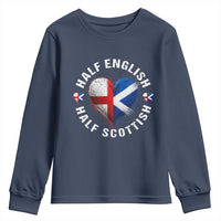 Half English Half Scottish Heritage Youth Sweatshirt Heart St Georges Cross and Saltire Pride
