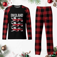 Vintage Three Lions England Pride Plaid Pajama Set Patriotic Soccer British Football Fans