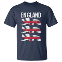 Vintage Three Lions England Pride T Shirt Patriotic Soccer British Football Fans