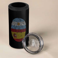 Argentina Spain Flag Fingerprint Graphic 4 in 1 Can Cooler Tumbler Dual Heritage Spanish Argetine Pride Match Day