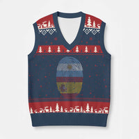 Argentina Spain Flag Fingerprint Graphic V-Neck Knit Sweater Vest Dual Heritage Spanish Argetine Pride Match Day