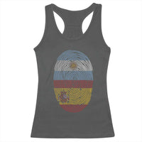 Argentina Spain Flag Fingerprint Graphic Racerback Tank Top Dual Heritage Spanish Argetine Pride Match Day