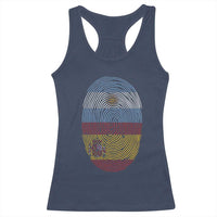 Argentina Spain Flag Fingerprint Graphic Racerback Tank Top Dual Heritage Spanish Argetine Pride Match Day