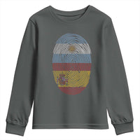 Argentina Spain Flag Fingerprint Graphic Youth Sweatshirt Dual Heritage Spanish Argetine Pride Match Day