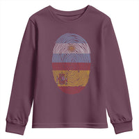 Argentina Spain Flag Fingerprint Graphic Youth Sweatshirt Dual Heritage Spanish Argetine Pride Match Day