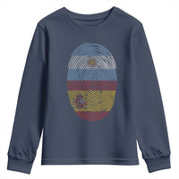 Argentina Spain Flag Fingerprint Graphic Youth Sweatshirt Dual Heritage Spanish Argetine Pride Match Day