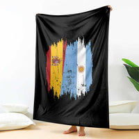 Argentina Spain Dual Heritage Flag Graphic Throw Blanket Vintage Spanish Argetine Match Day Pride