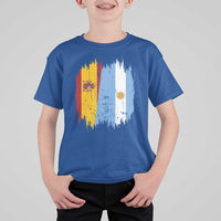 Argentina Spain Dual Heritage Flag Graphic T Shirt For Kid Vintage Spanish Argetine Match Day Pride