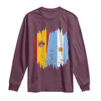 Argentina Spain Dual Heritage Flag Graphic Long Sleeve Shirt Vintage Spanish Argetine Match Day Pride