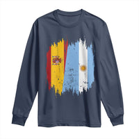 Argentina Spain Dual Heritage Flag Graphic Long Sleeve Shirt Vintage Spanish Argetine Match Day Pride