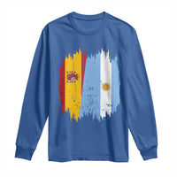 Argentina Spain Dual Heritage Flag Graphic Long Sleeve Shirt Vintage Spanish Argetine Match Day Pride