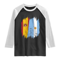 Argentina Spain Dual Heritage Flag Graphic Raglan Shirt Vintage Spanish Argetine Match Day Pride