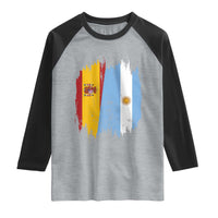 Argentina Spain Dual Heritage Flag Graphic Raglan Shirt Vintage Spanish Argetine Match Day Pride