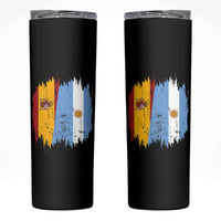 Argentina Spain Dual Heritage Flag Graphic Skinny Tumbler Vintage Spanish Argetine Match Day Pride