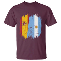 Argentina Spain Dual Heritage Flag Graphic T Shirt Vintage Spanish Argetine Match Day Pride