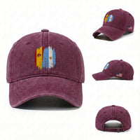 Argentina Spain Dual Heritage Flag Graphic Washed Cotton Baseball Cap Vintage Spanish Argetine Match Day Pride
