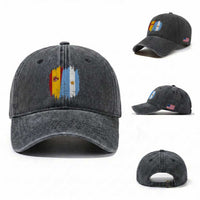 Argentina Spain Dual Heritage Flag Graphic Washed Cotton Baseball Cap Vintage Spanish Argetine Match Day Pride