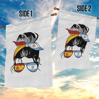 Argentina Spain Flag Messy Bun Girl Graphic Garden Flag Cool Latina Argentine Spanish Pride Match Day