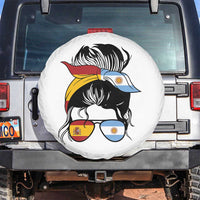 Argentina Spain Flag Messy Bun Girl Graphic Spare Tire Cover Cool Latina Argentine Spanish Pride Match Day