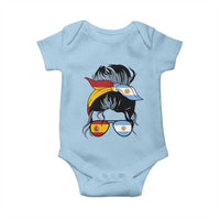 Argentina Spain Flag Messy Bun Girl Graphic Baby Onesie Cool Latina Argentine Spanish Pride Match Day