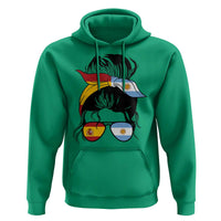 Argentina Spain Flag Messy Bun Girl Graphic Hoodie Cool Latina Argentine Spanish Pride Match Day