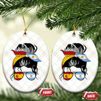 Argentina Spain Flag Messy Bun Girl Graphic Ceramic Ornament Cool Latina Argentine Spanish Pride Match Day