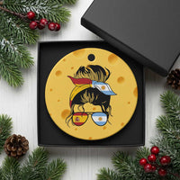 Argentina Spain Flag Messy Bun Girl Graphic Ceramic Ornament Cool Latina Argentine Spanish Pride Match Day