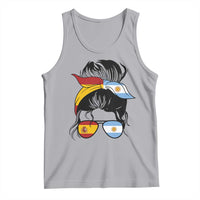 Argentina Spain Flag Messy Bun Girl Graphic Tank Top Cool Latina Argentine Spanish Pride Match Day