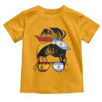 Argentina Spain Flag Messy Bun Girl Graphic Toddler T Shirt Cool Latina Argentine Spanish Pride Match Day